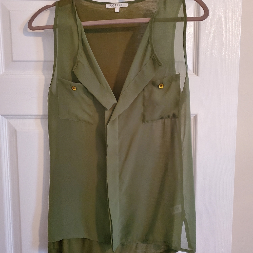 Active boutique tank army green Large